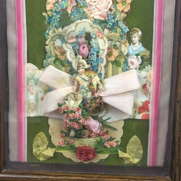 Vintage Victorian Ephemera Shadow Box: Handmade Collage Art Valentine Decor - Picture 5 of 6